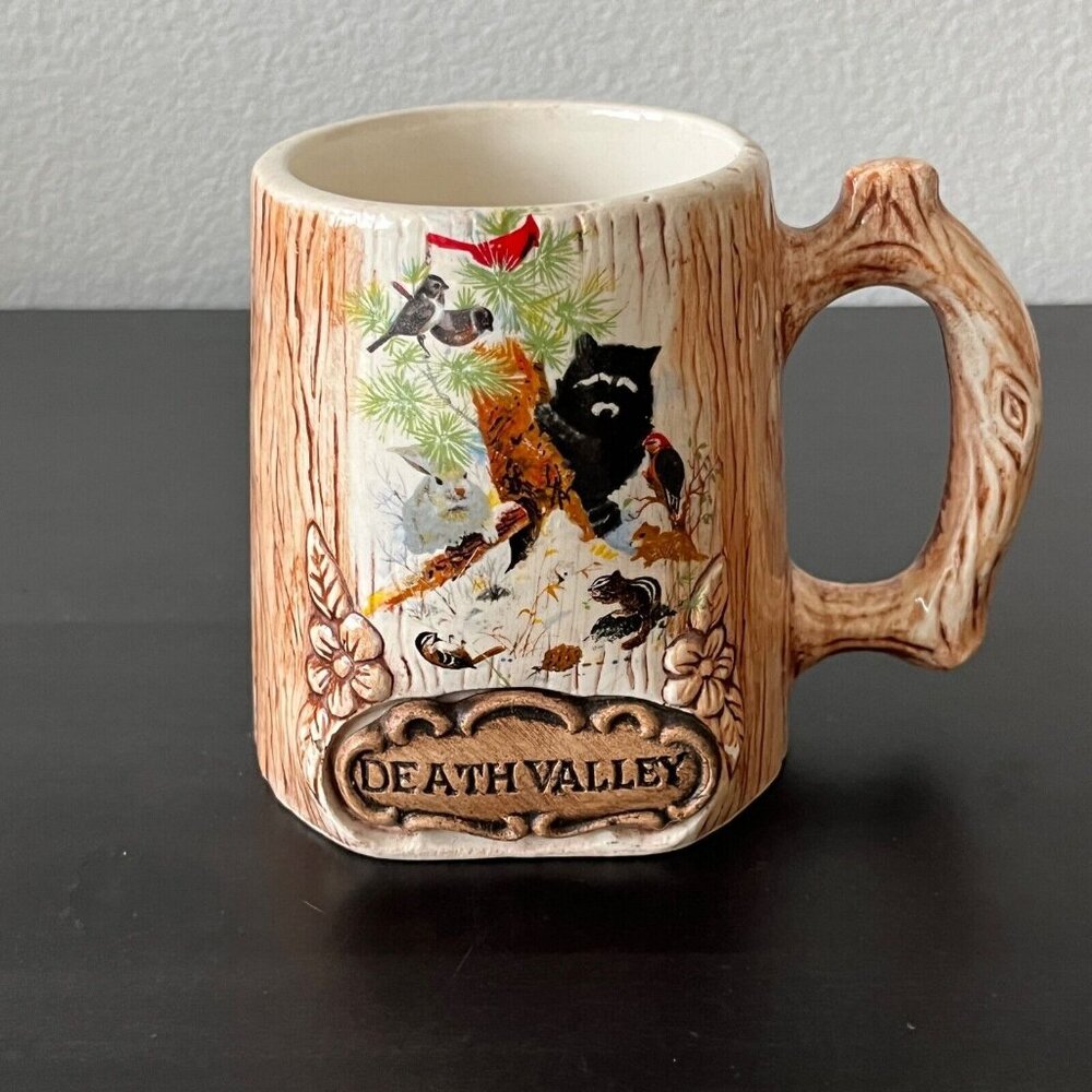 Treasure Craft Tree Trunk Death Valley Souvenir Coffee Mug Vintage 1960s